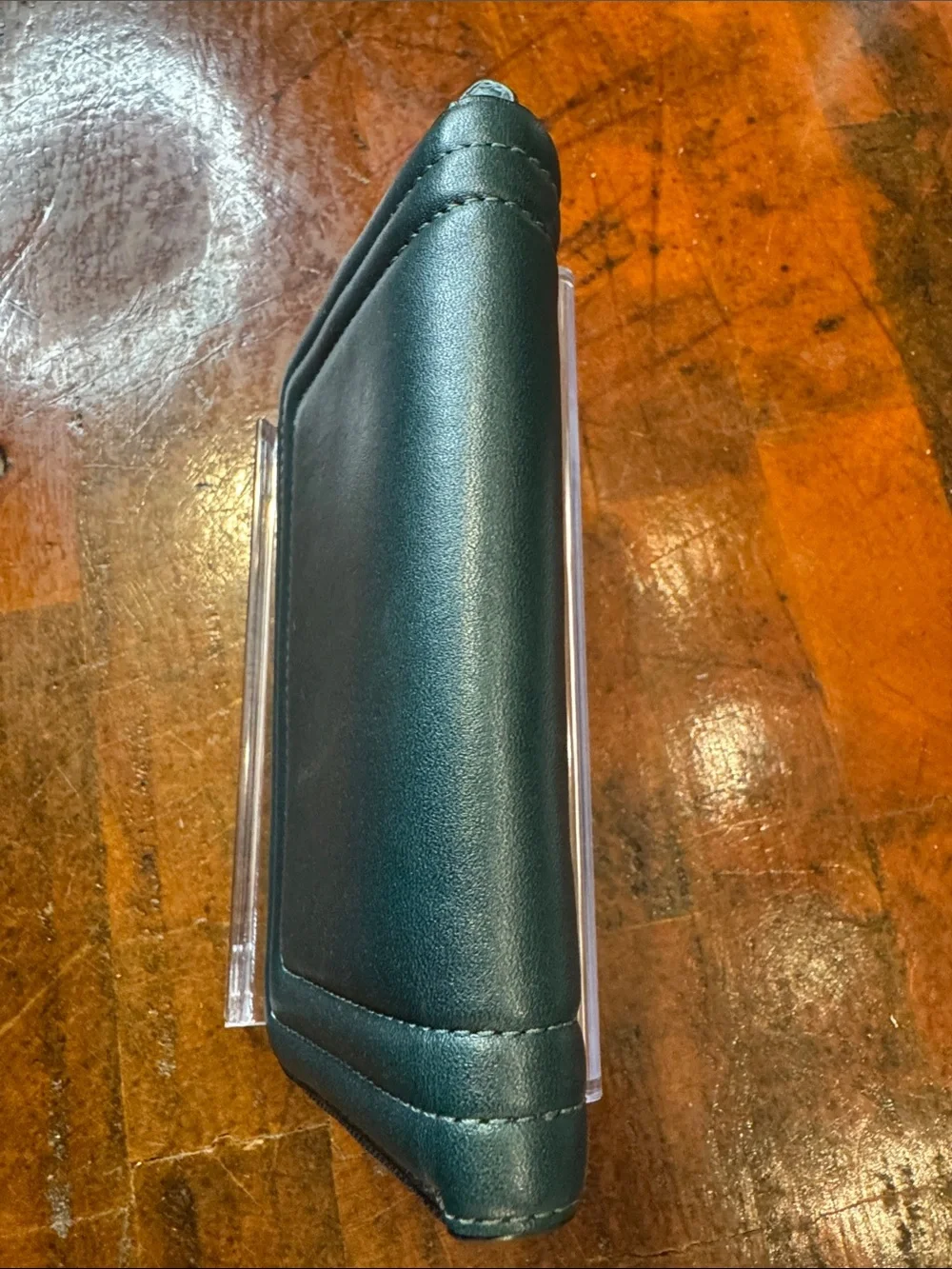 Coach Teal Zip Wallet with Silver Logo - Picture 5 of 11